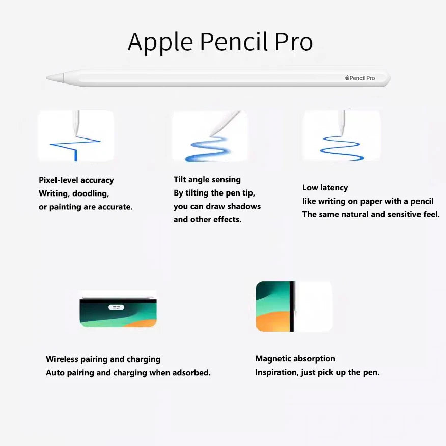 For Apple Pencil Pro 1st 2nd USB-C Stylus Pen With Magnetic Charging Power Display for iPad Pro M2 M4 mini iOS Tablet Touch Pens