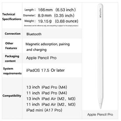 For Apple Pencil Pro 1st 2nd USB-C Stylus Pen With Magnetic Charging Power Display for iPad Pro M2 M4 mini iOS Tablet Touch Pens